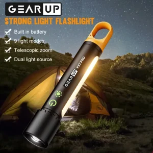 GearUP K57 PRO Rechargeable High Power Flashlight + Large COB Light with 5000mAh Lithium Battery